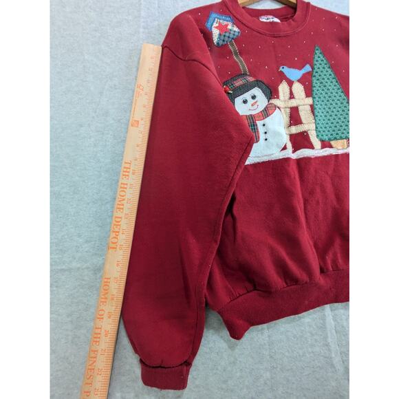 Jerzees Sweatshirt Womens Medium Red Christmas Snowman Grandma Core Pullover VTG - Picture 3 of 6
